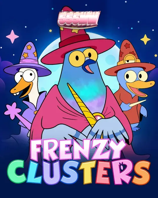Frenzy Clusters স্লট গেমের রঙিন এবং জাদুকরী গ্রিড ইন্টারফেস