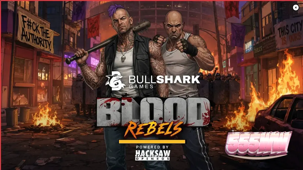 Blood Rebels slot game interface featuring gritty urban theme